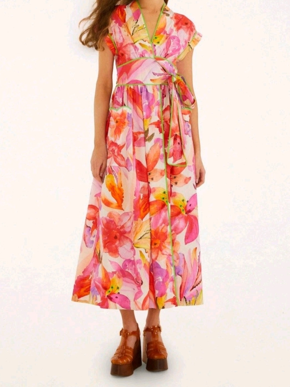 NWT Farm Rio Multicolor Artsy Flora Belted Maxi Dress Size Medium Maxi